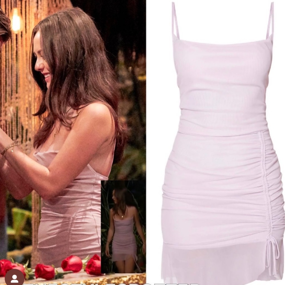 PrettyLittleThing Lilac Mesh Ruched Bodycon Dress
